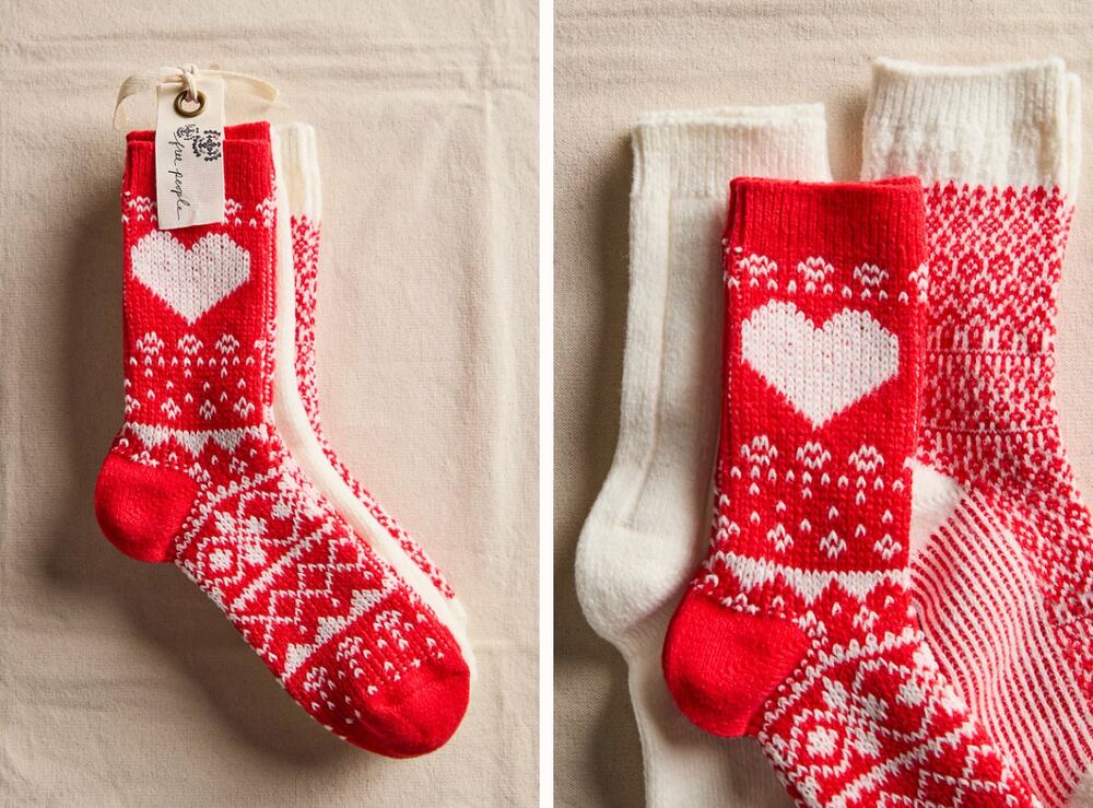 Free People Nordic Knit Sock Bundle | Red Combo